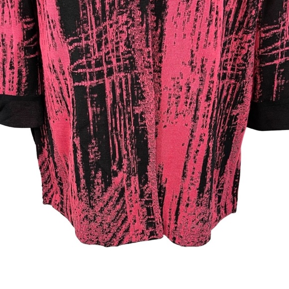 Ming Wang Abstract Knit One Button Jacket Cardigan M Black Pink - Picture 3 of 10